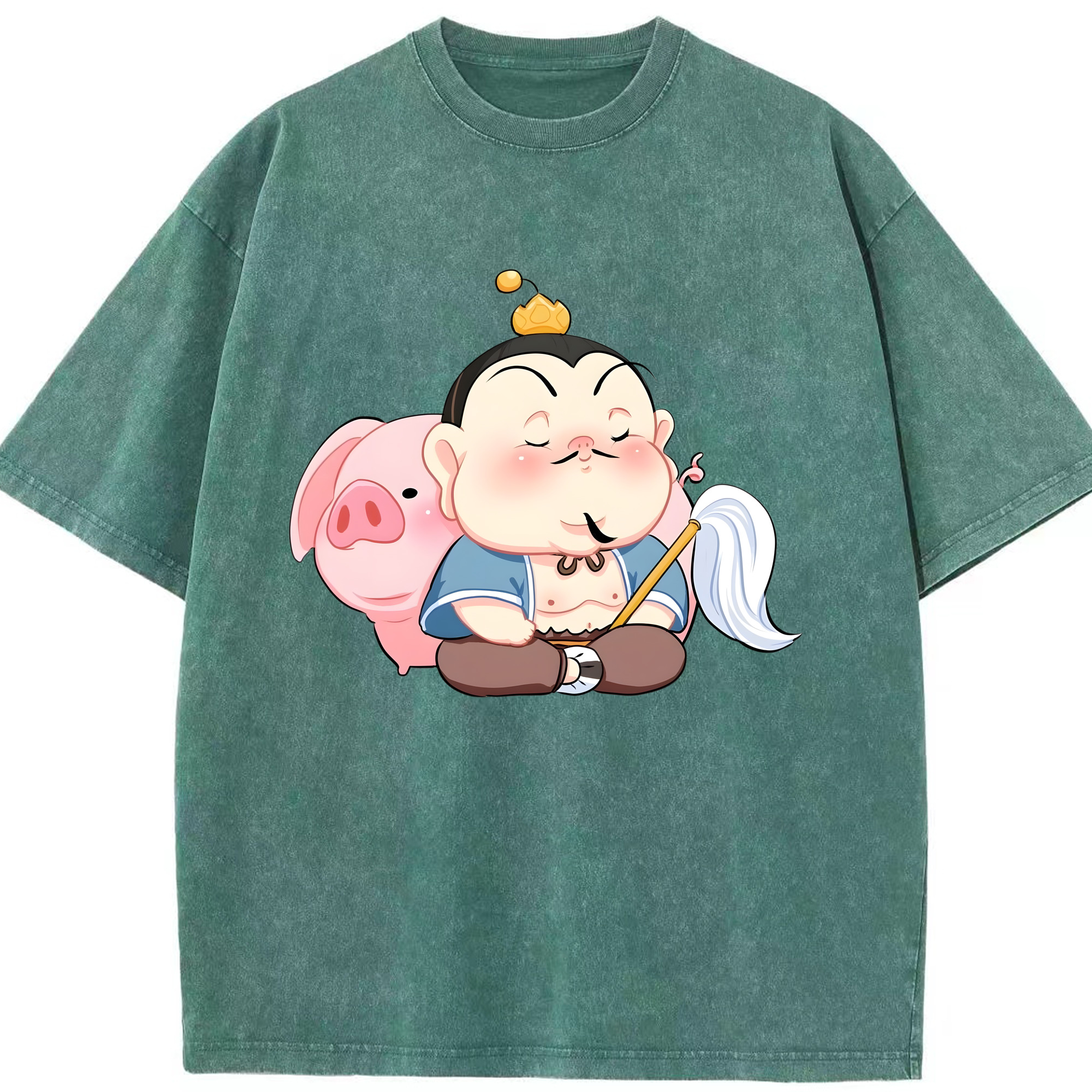 （画像用） Ne Zha 2 ナタ 魔童の大暴れ 綿100% ヴィンテージ風 半袖Tシャツ（フロントプリント）